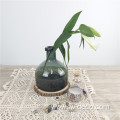 Recycled round glass vase in blue gray